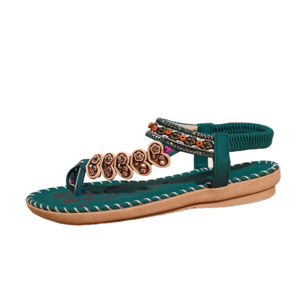 Sandales Vertes Perles & Strass