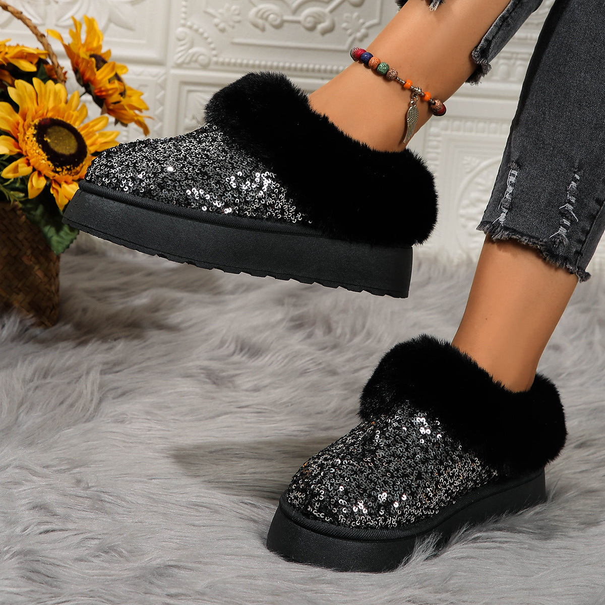 Chaussures Coton Épaisses à Enfiler