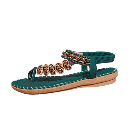 Sandales Vertes Perles & Strass