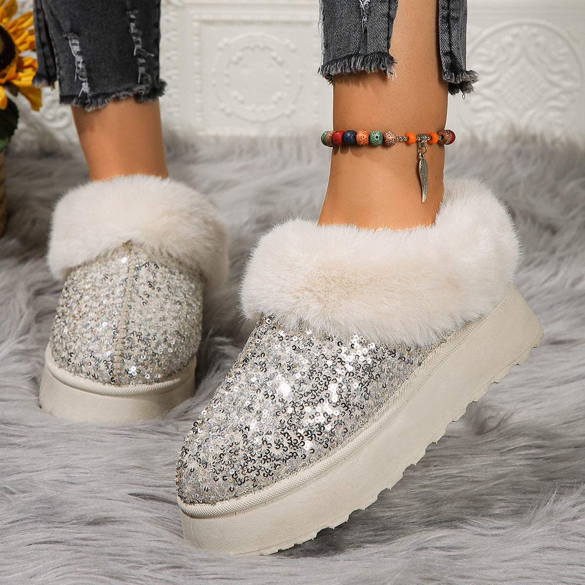 Chaussures Coton Épaisses à Enfiler