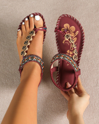 Sandales Vertes Perles & Strass